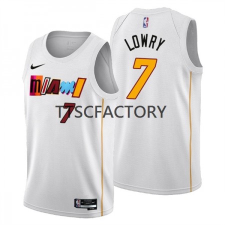 Miami Heat Kyle Lowry 7 Nike 2022-23 City Edition Valkoinen Miesten Pelipaidat Swingman